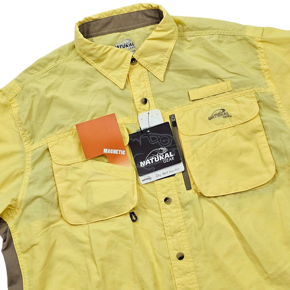 Natural Gear River Shirt Mens L Solar Yellow Vent Fishing Outdoor Utility NEW